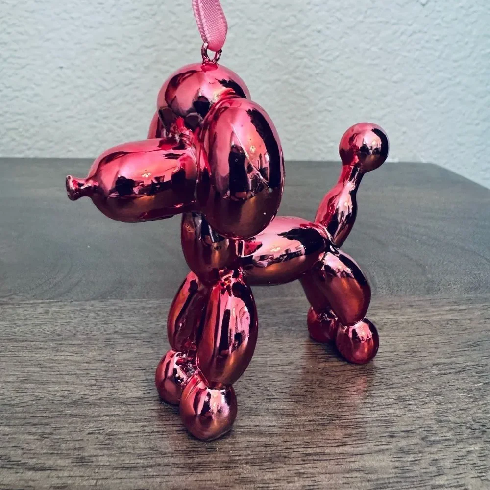Pink Balloon Dog Metallic Holiday Christmas Ornament